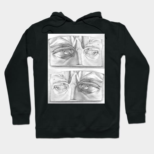 Michelangelo's Sculpture Eyes Drawing Hoodie by SPACE ART & NATURE SHIRTS 